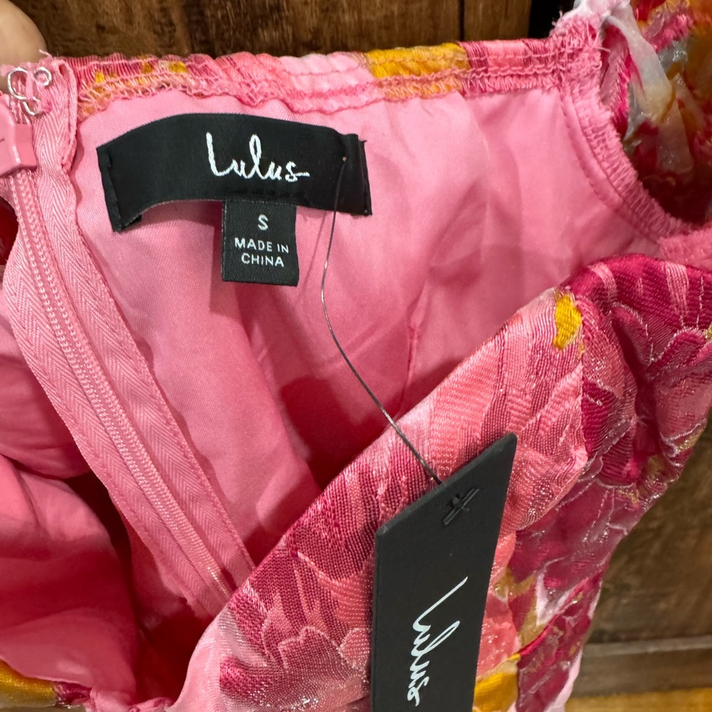Lulu's Pink and Yellow Floral Mini Dress - Picture 4 of 4